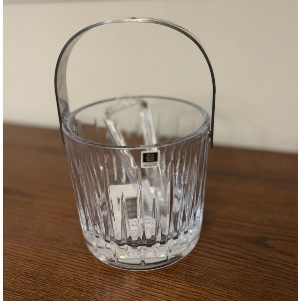 Miller Rogaska Ice Bucket Heavy Thick Crystal With Chrome Stainless Steel Signed